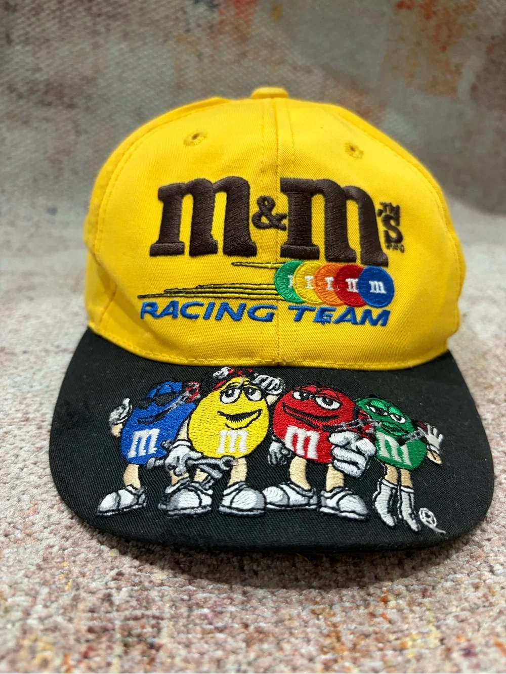 Vintage M&M’s Racing Team #36 NASCAR Youth Snapback Hat Yellow Embroidered